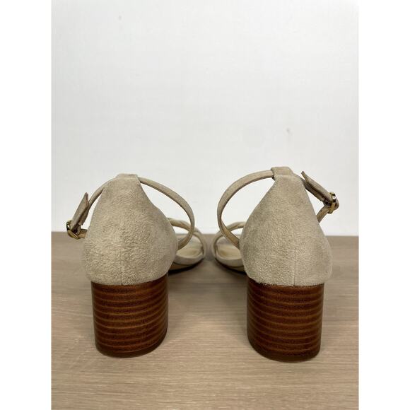 Talbots Mimi Suede Ankle Strap Sandals tan 9.5 - Picture 6 of 7